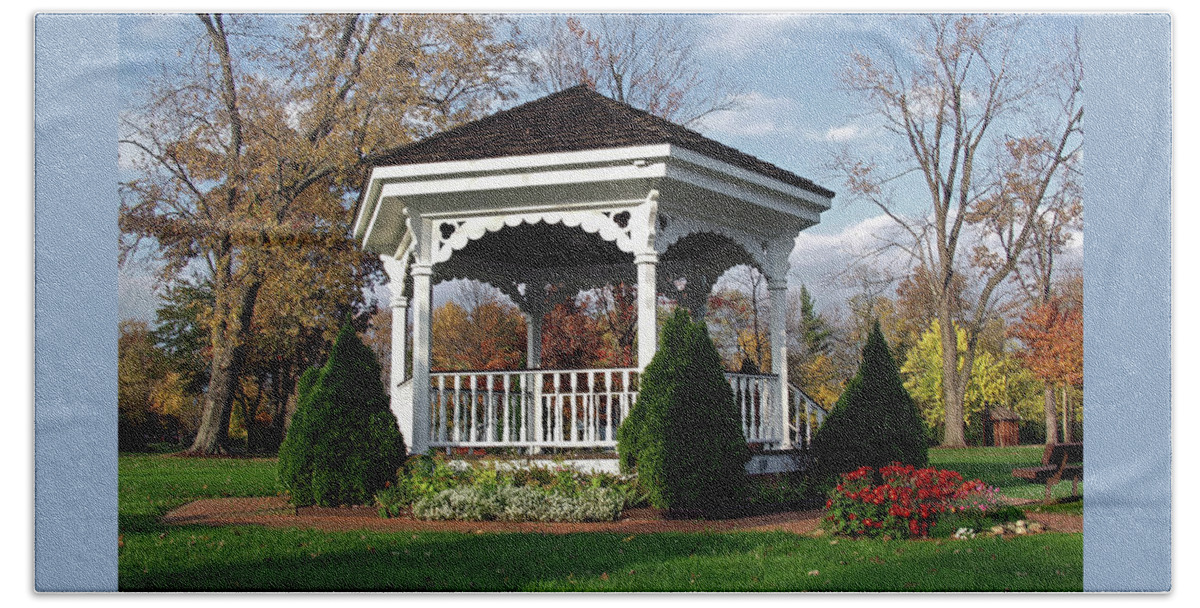 Gazebo Beach Sheet featuring the photograph Gazebo at Olmsted Falls - 1 by Mark Madere