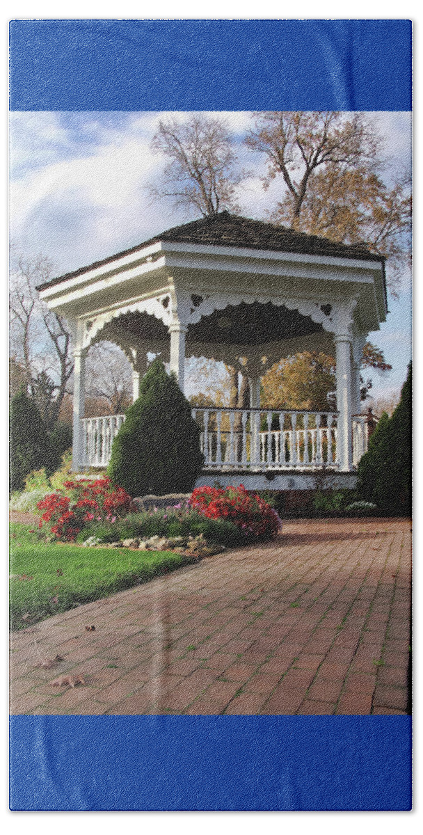 Gazebo Beach Towel featuring the photograph Gazebo at Olmsted Falls - 3 by Mark Madere