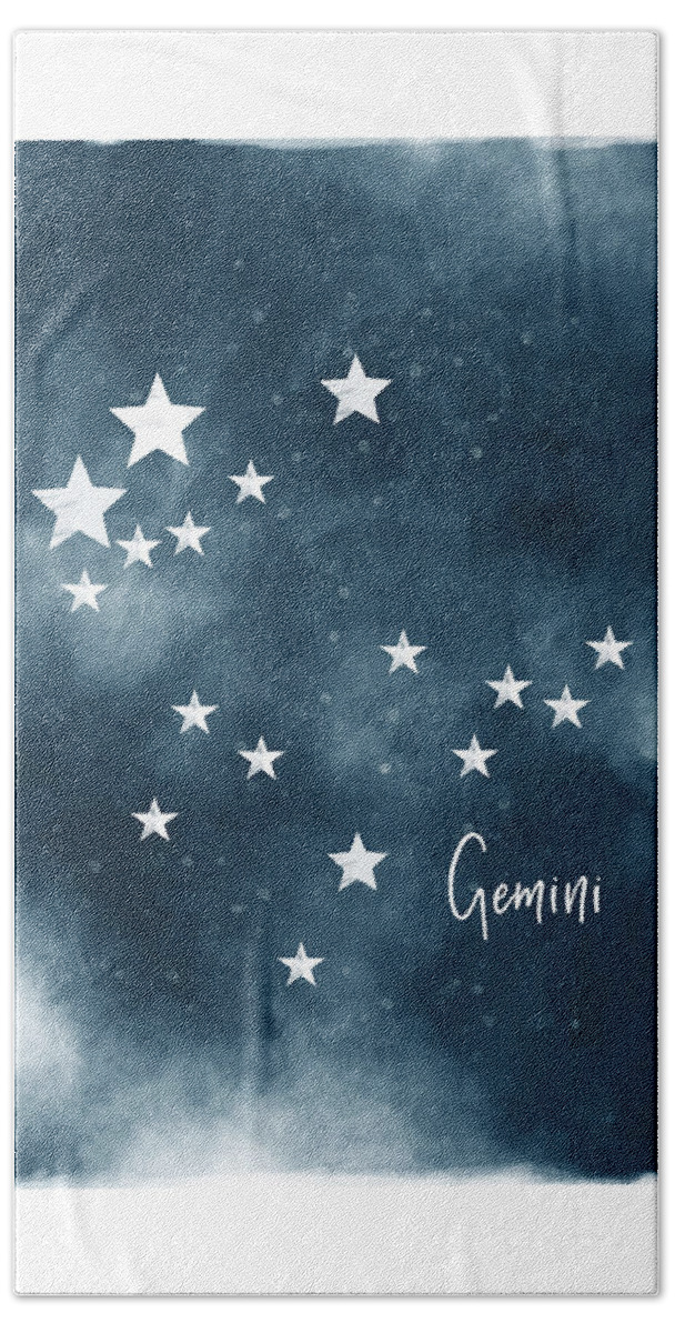 Gemini Beach Towel featuring the mixed media Gemini Star Map- Art by Linda Woods by Linda Woods