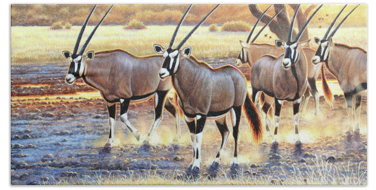 Cynthie Fisher African Beach Towel featuring the painting Gemsbok by Cynthie Fisher