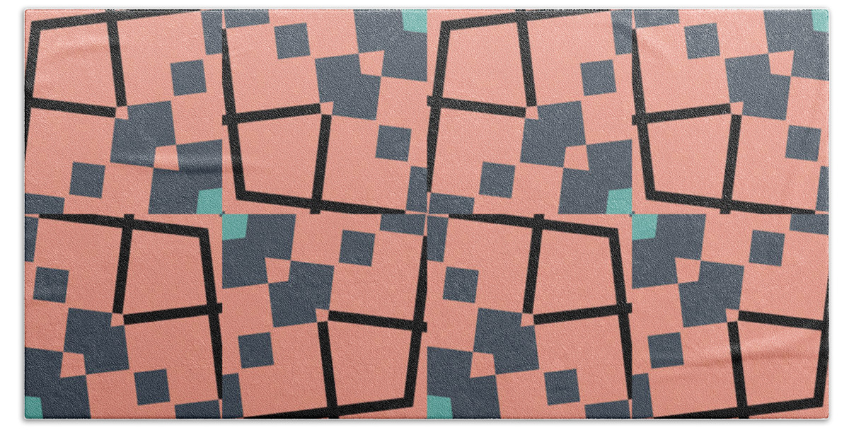 Design Beach Towel featuring the digital art Geometric Designer Pattern 2608 - Orange Grey by Philip Preston