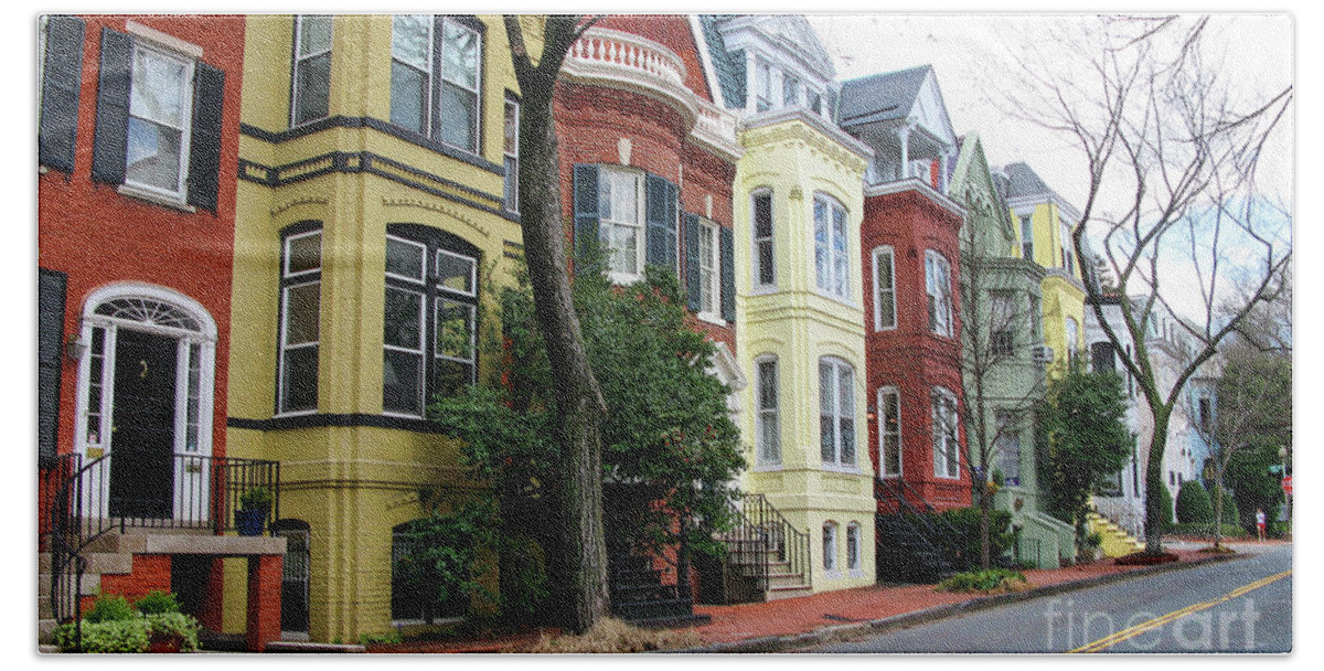 Georgetown Beach Towel featuring the photograph Georgetown Row Houses 2541 by Jack Schultz