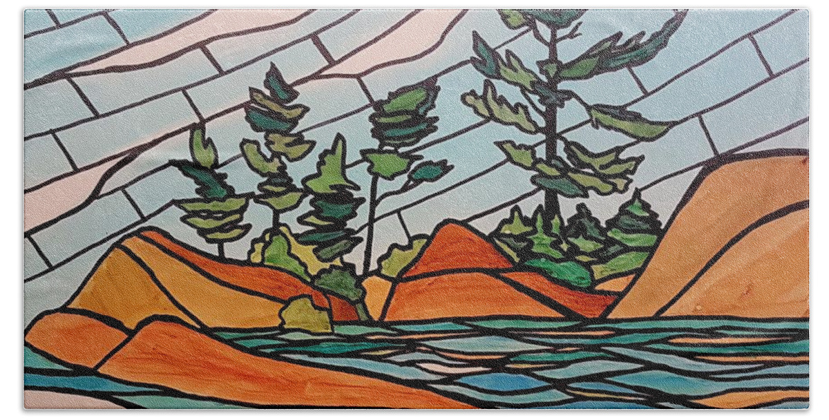 Georgian Bay Beach Towel featuring the painting Georgian Bay SG10 by Petra Burgmann