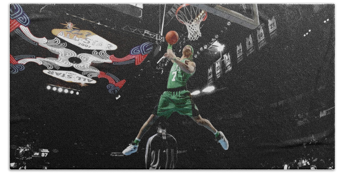 Gerald Green Beach Towel featuring the mixed media Gerald Green Taking Flight by Brian Reaves