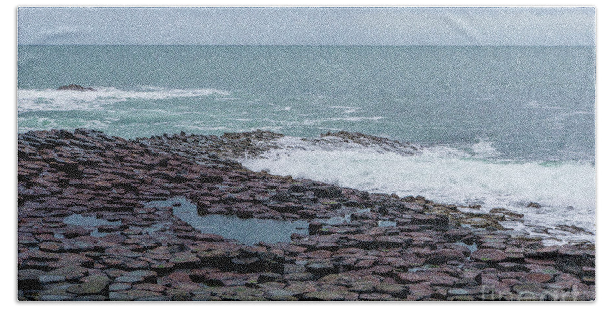 Giant's Causeway Beach Towel featuring the photograph Giant's Causeway Shoreline on a Winter Day by Nancy Gleason