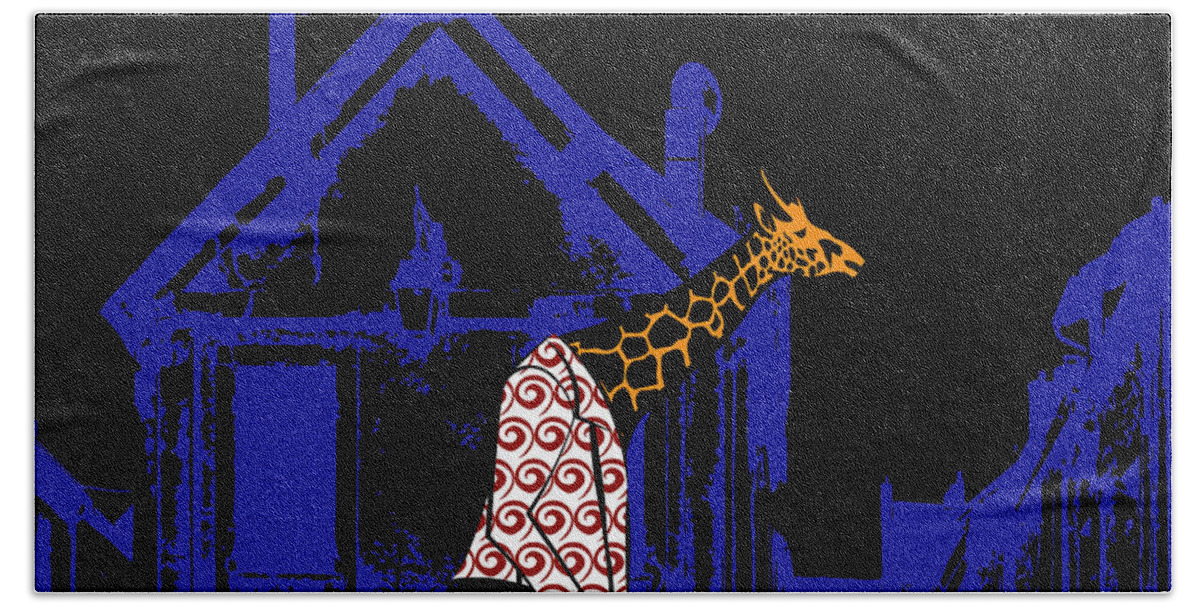 Giraffes Beach Towel featuring the digital art Giraffes night walk by Piotr Dulski