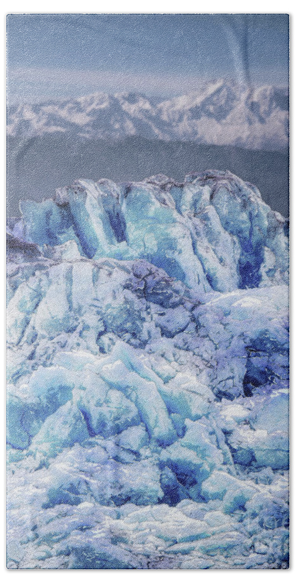 Glacier Beach Towel featuring the digital art Glacier and Mountains by Phil Perkins
