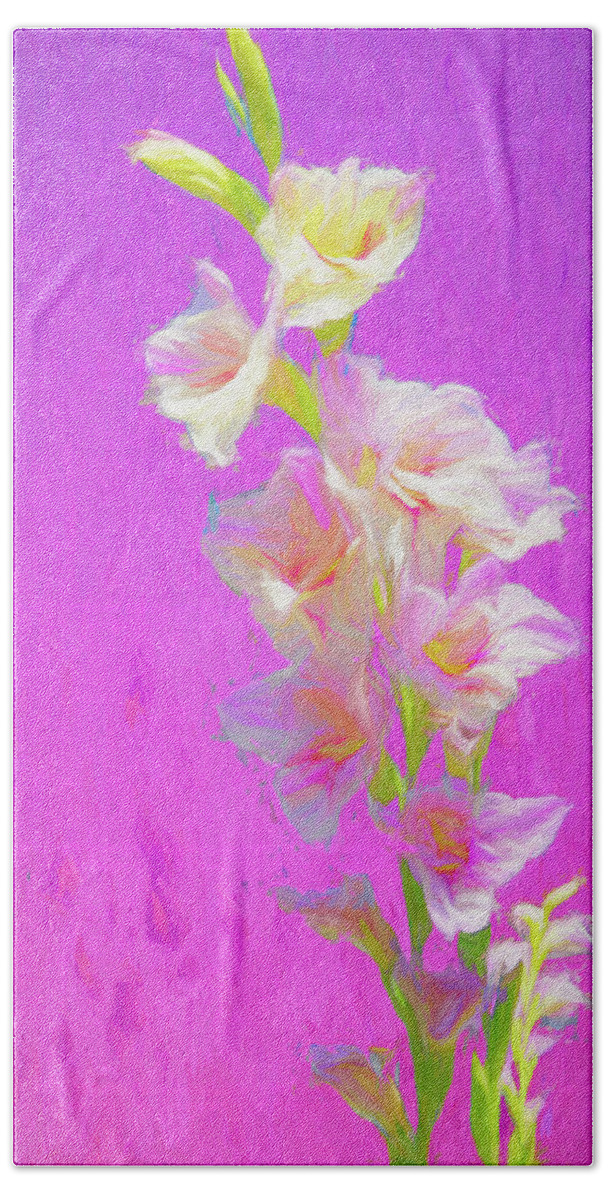 Flowers Beach Towel featuring the digital art Gladiolas Painted 2 by Cathy Anderson