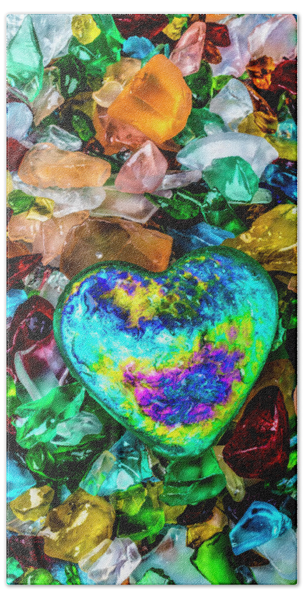 Glass Heart On Sea Glass Beach Towel by Garry Gay - Pixels