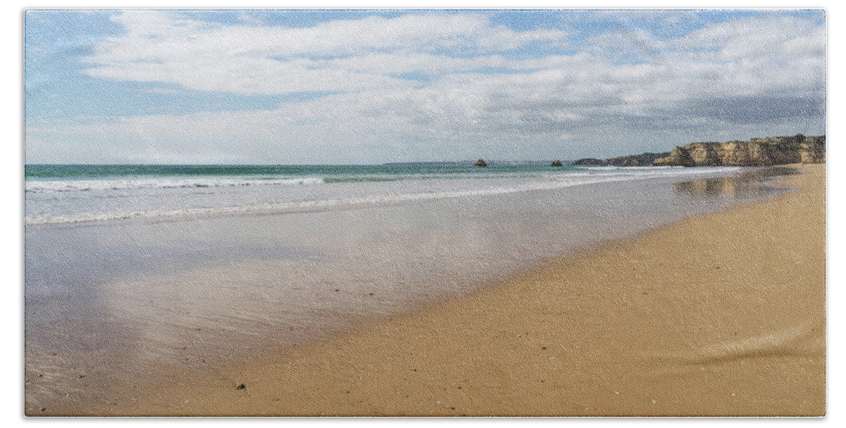 Algarve Classic Beach Towel featuring the photograph Gold Coast Algarve Classics - Vast and Glossy Praia da Rocha Beach at Low Tide by Georgia Mizuleva