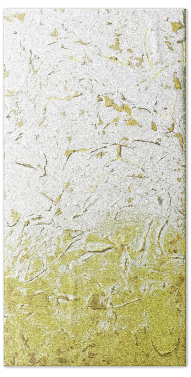 Abstract Beach Towel featuring the painting Gold of the Land by Linda Bailey
