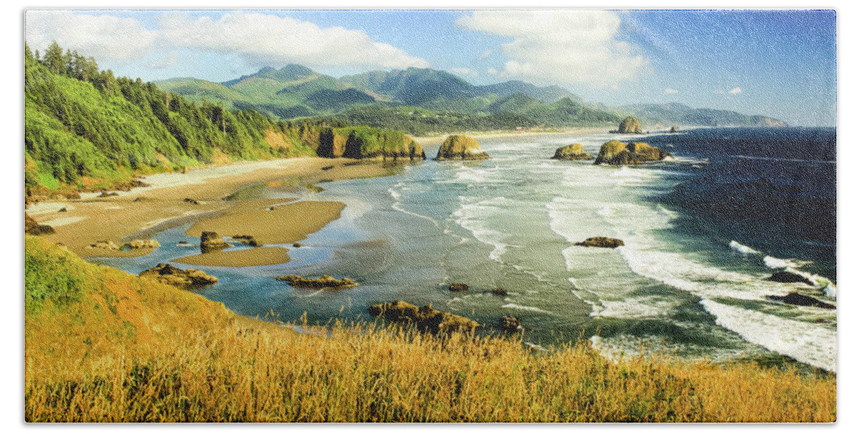 Oregon Beach Towel featuring the photograph Golden Beach by Craig A Walker