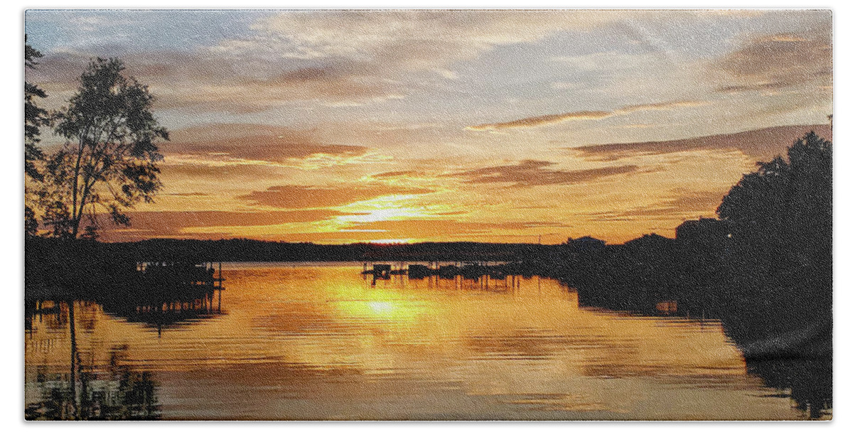 Morning Beach Towel featuring the photograph Golden Dust Sunrise by Ed Williams