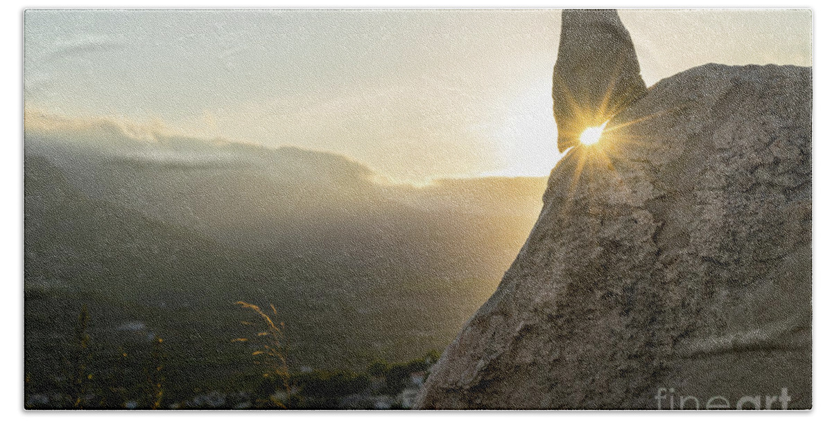 Mountains Beach Towel featuring the photograph Golden evening light in the mountains by Adriana Mueller