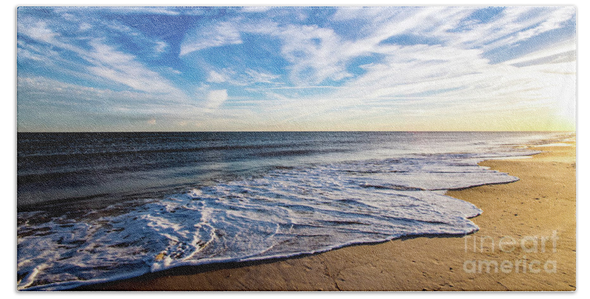 Golden Hour Beach Towel featuring the photograph Golden Hour Beach Waves by Beachtown Views