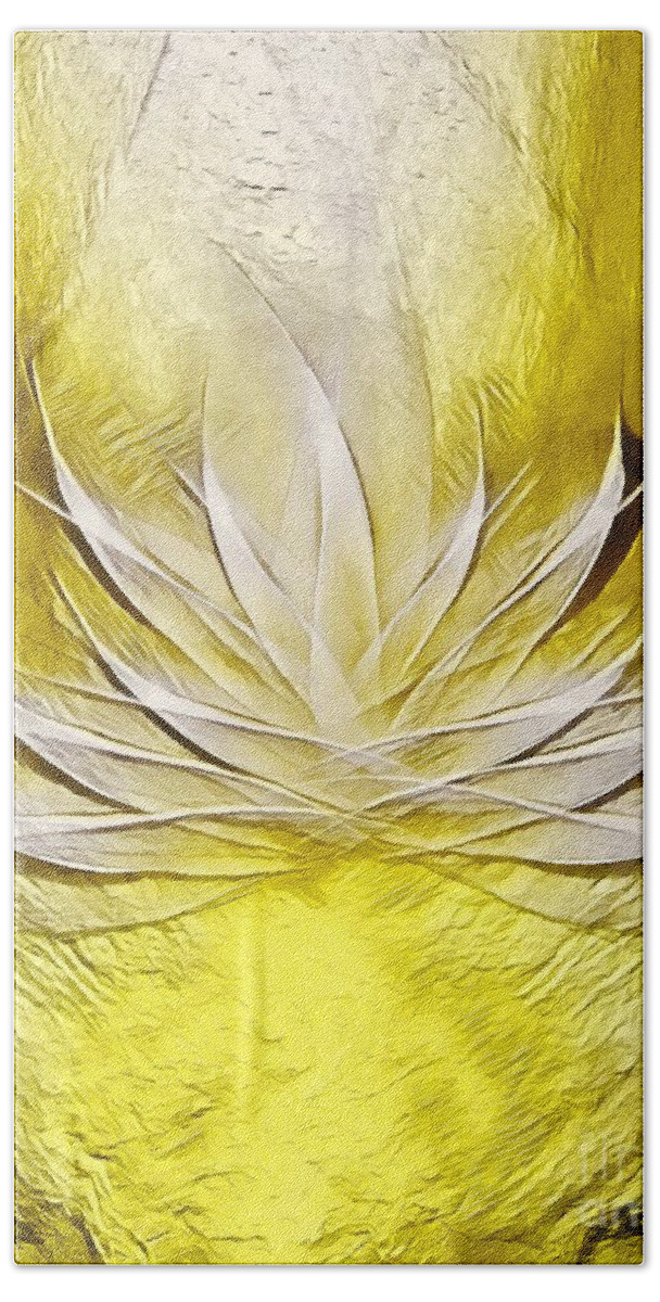 Lotus Beach Towel featuring the digital art Golden Lotus Spirit by Rachel Hannah