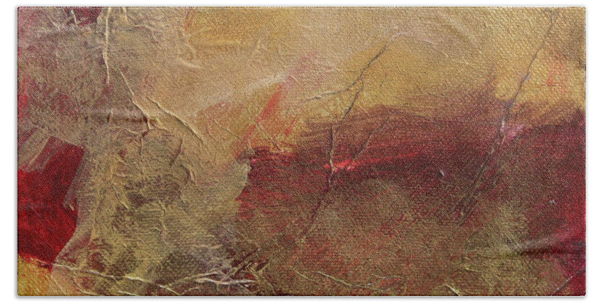 Earthy Beach Towel featuring the painting Golden Ruby by Kristen Abrahamson