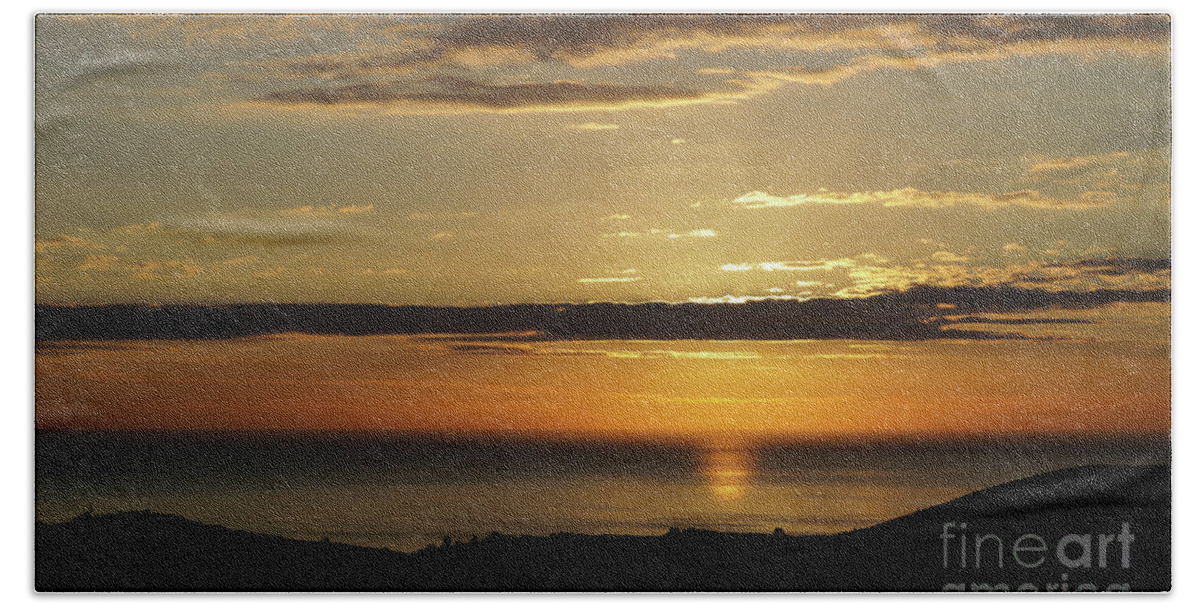 Clouds Beach Towel featuring the photograph Golden sunrise over the sea by Adriana Mueller