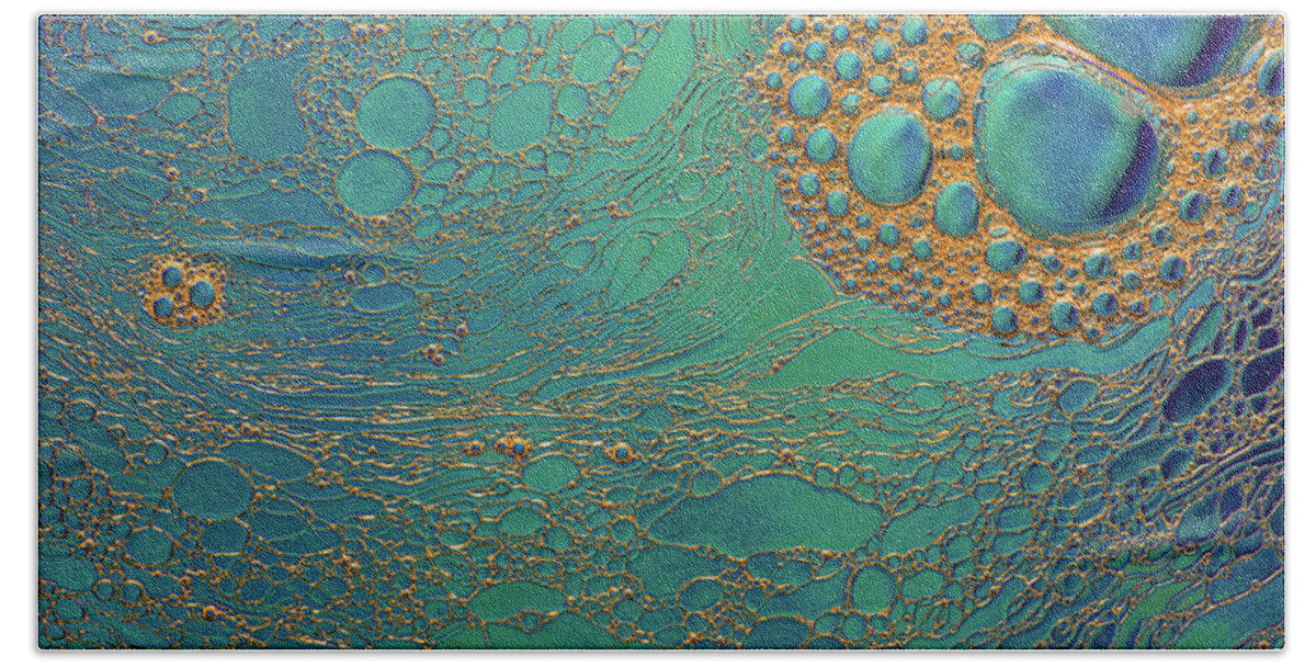 Abstract Beach Towel featuring the photograph Golden Teal Abstract by Bruce Pritchett