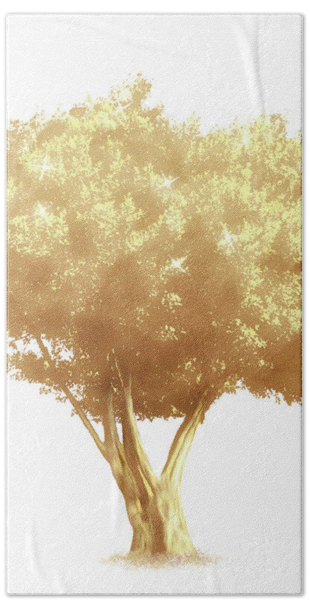 Tree Beach Towel featuring the digital art Golden Tree Design 175 by Lucie Dumas