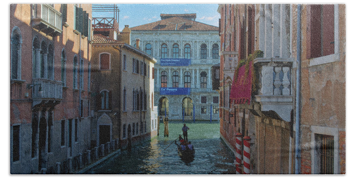 Boat Beach Towel featuring the photograph Gondola on Venetian Canal by Matthew DeGrushe