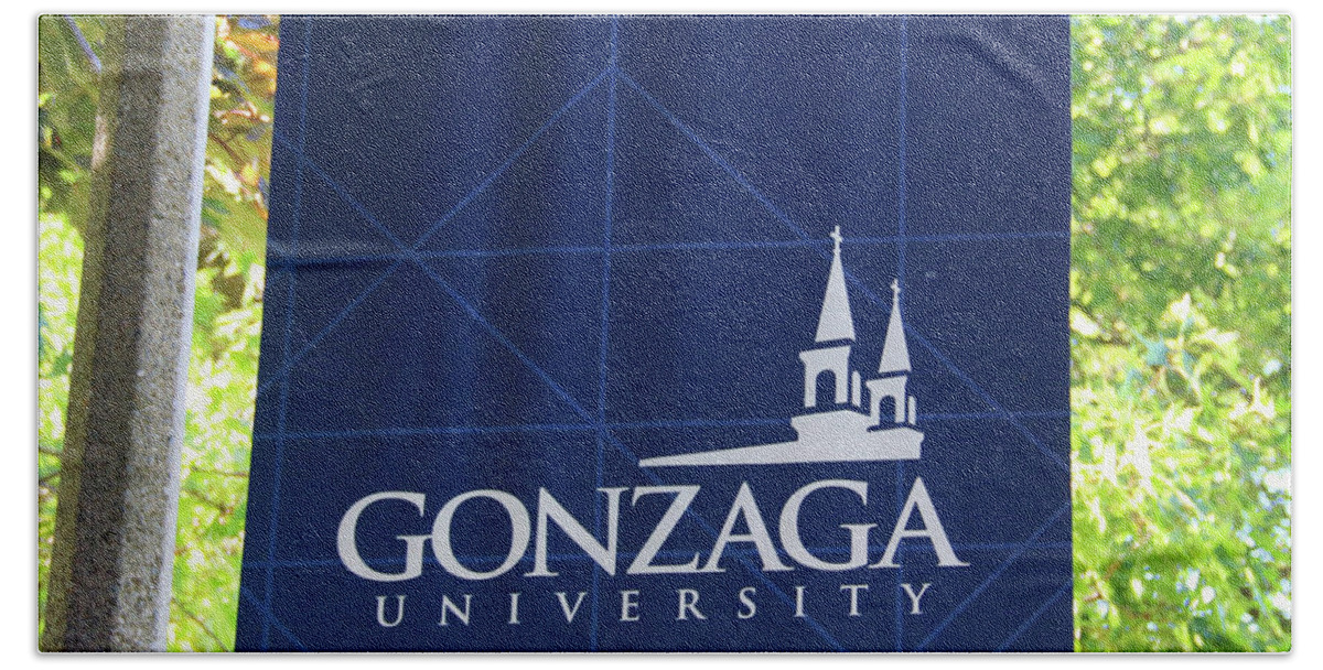 Gonzaga University Beach Towel featuring the photograph Gonzaga University Sign 3648 by Jack Schultz