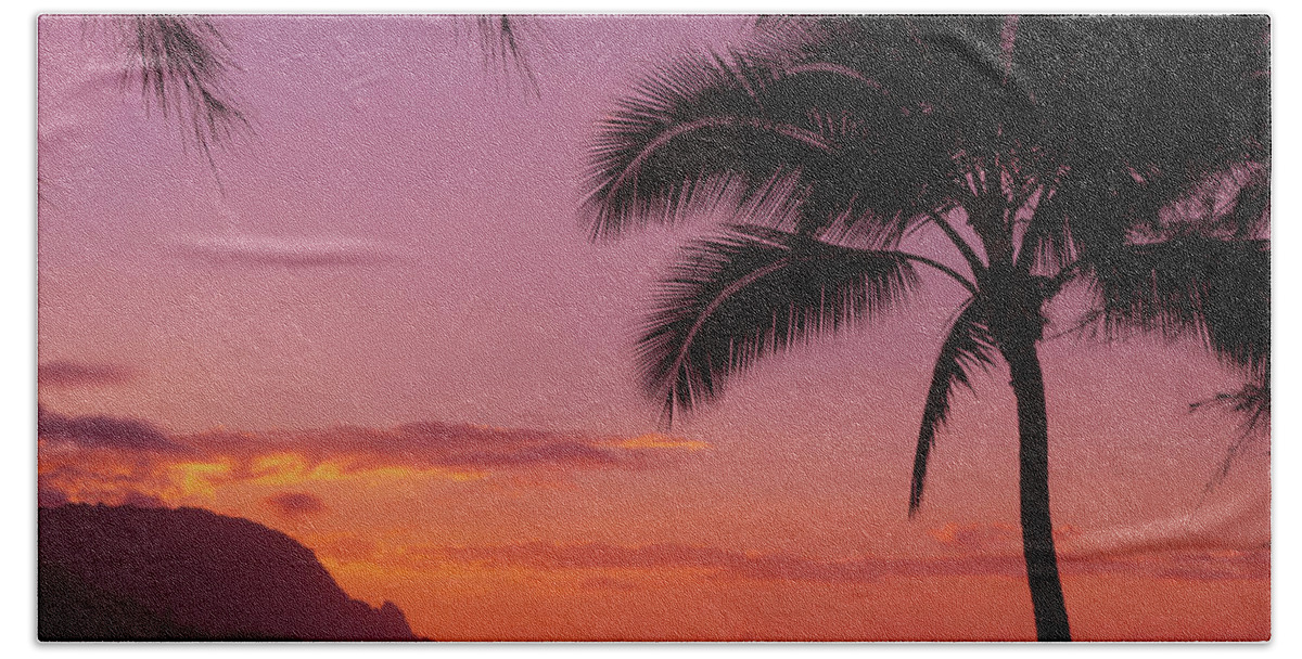 Kauai Beach Towel featuring the photograph Goodnight Palm by Tony Spencer