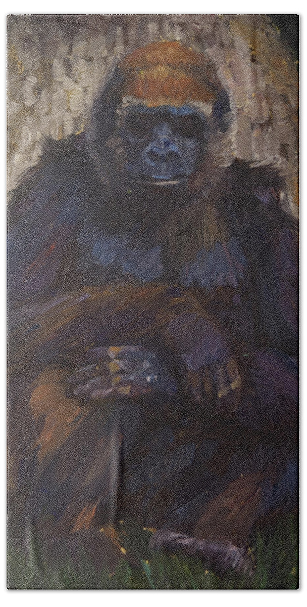 Gorilla Beach Towel featuring the painting Gorilla My Dreams by Alice Leggett