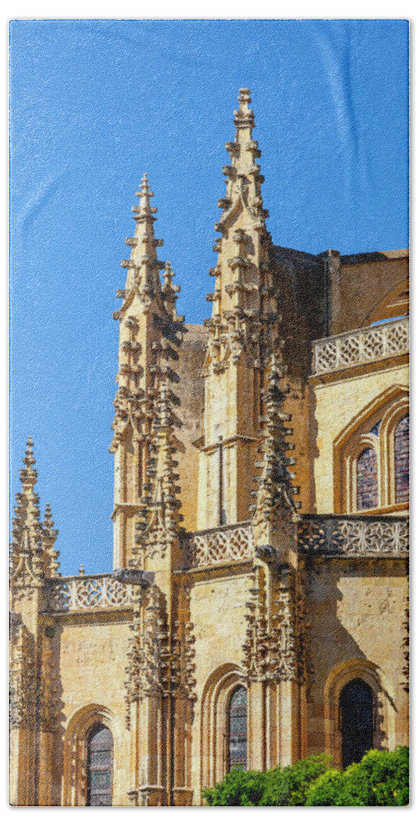 Spain Beach Towel featuring the photograph Gothic Spires of Segovia Cathedral by W Chris Fooshee