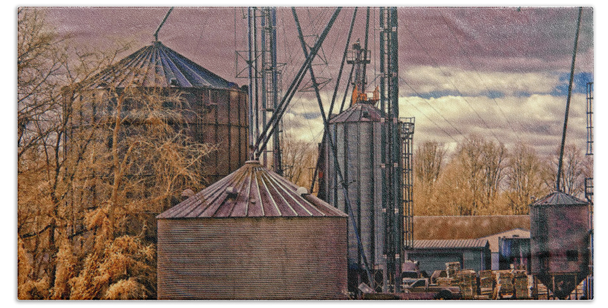 Infrared Beach Towel featuring the photograph Grain Storage by Anthony M Davis