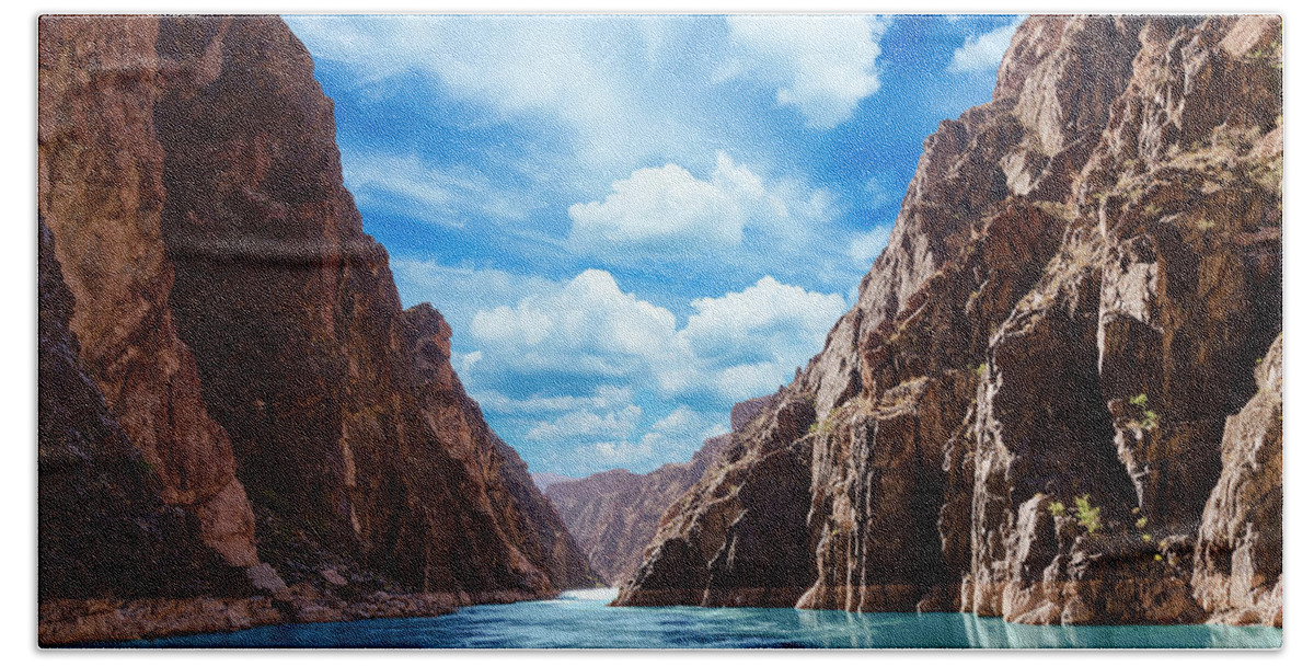 Colorado River Beach Towel featuring the photograph Colorado Canyon Grand Canyon blue by Steve Williams