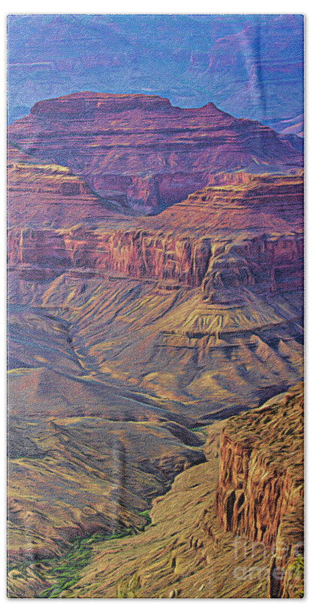 Grand Canyon Beach Towel featuring the digital art Grand Canyon Creative Landscape by Chuck Kuhn