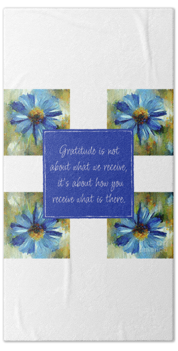 Gratitude Quotes Beach Towel featuring the painting Gratitude Quote by Tina LeCour