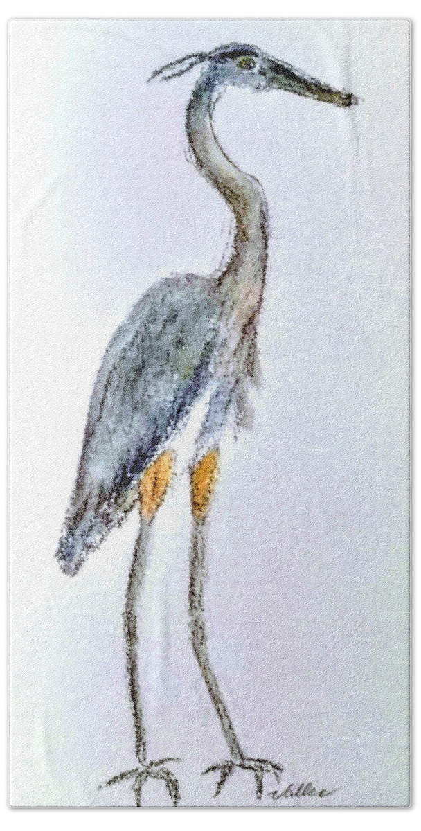 Wildlife Beach Towel featuring the painting Great Blue by Vallee Johnson