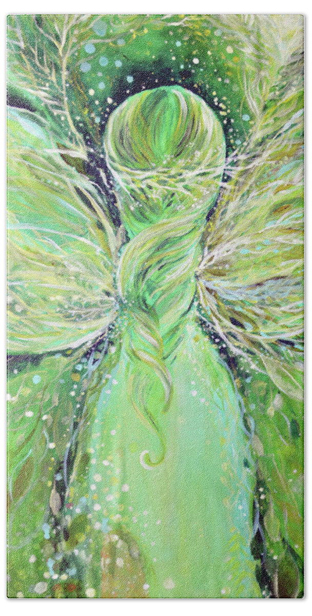 Green Goddess Beach Towel featuring the painting Green Goddess by Ashleigh Dyan Bayer