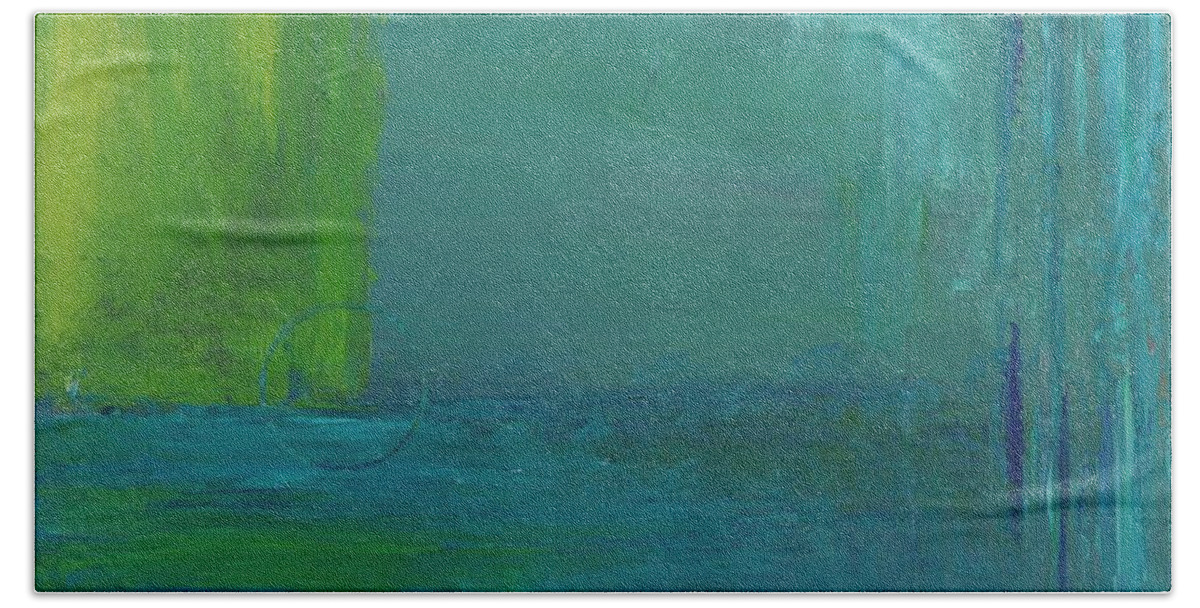 Contemporary Beach Towel featuring the painting Green Mist by Raymond Fernandez