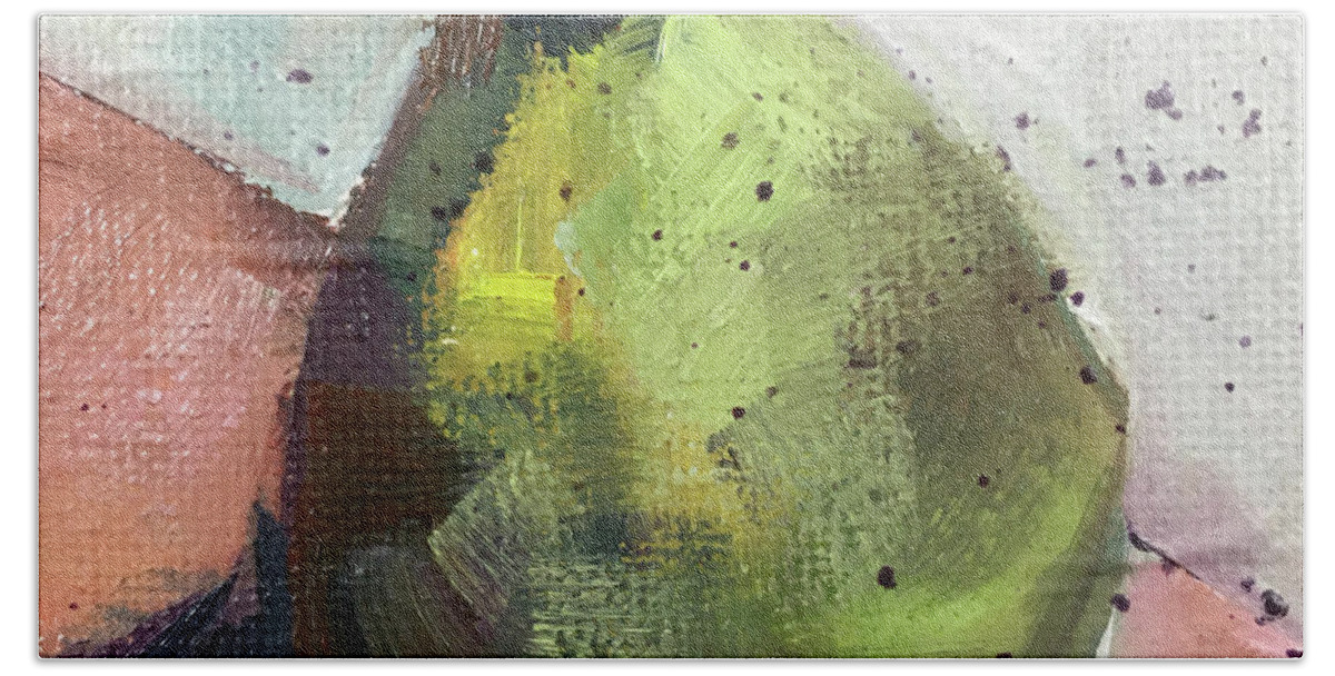 Pear Beach Towel featuring the painting Green Pear by Roxy Rich