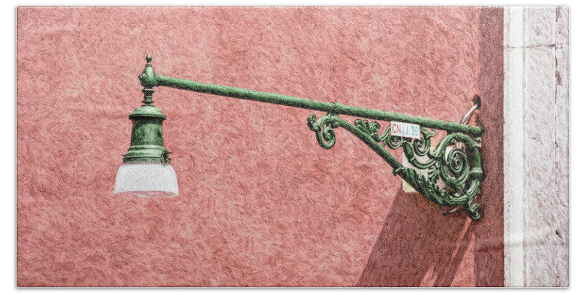 Venice Beach Towel featuring the photograph Green Wrought Iron Street Lamp of Venice by David Letts