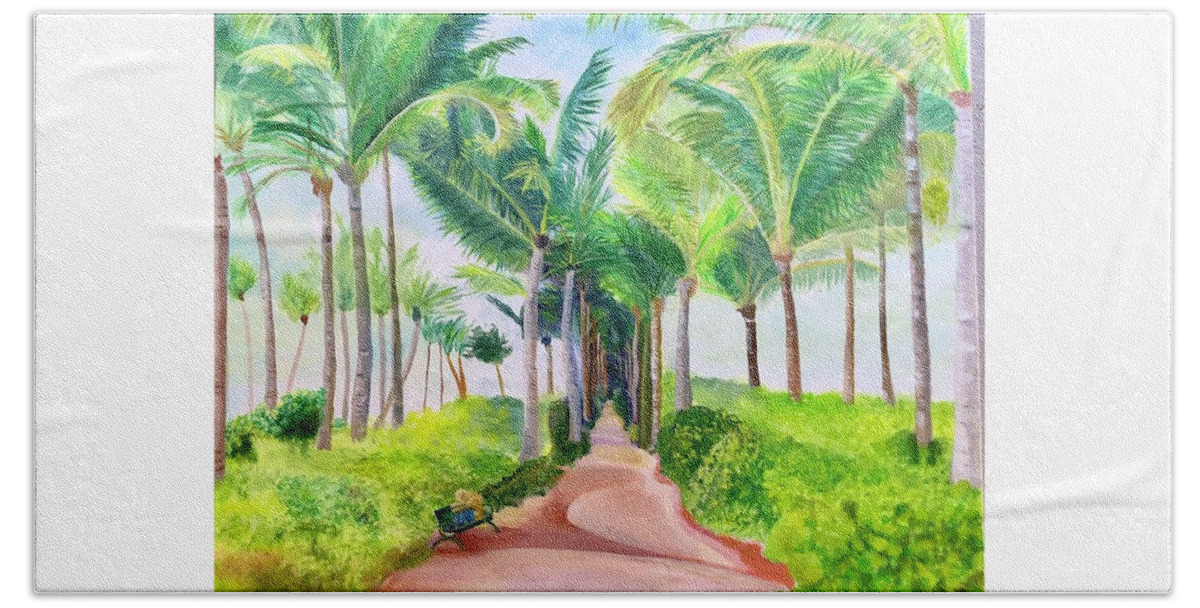 Palm Trees Beach Towel featuring the painting Grieving by Mkc