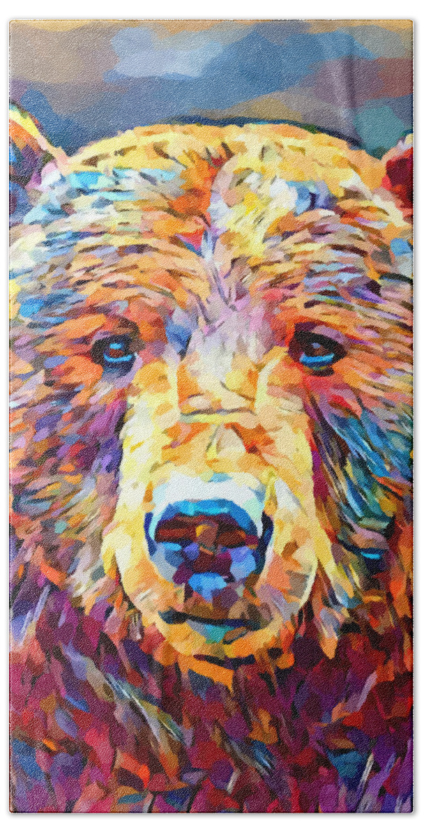 Grizzly Bear Beach Towel featuring the painting Grizzly Bear 2 by Chris Butler