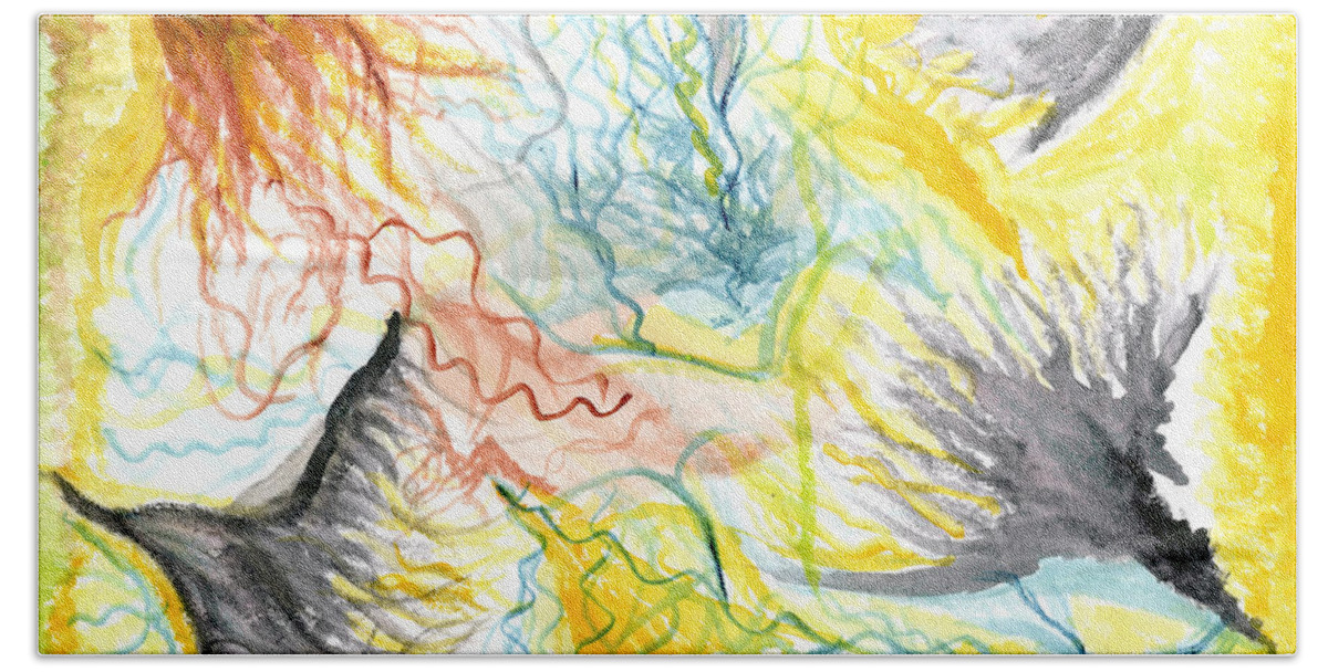 Watercolor Beach Towel featuring the painting Growth of Ideas by Bentley Davis