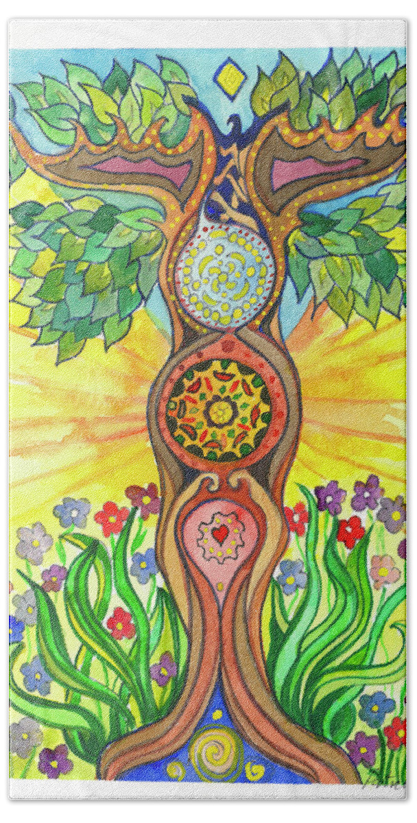 Mandala Beach Towel featuring the painting Growth by Patricia Arroyo