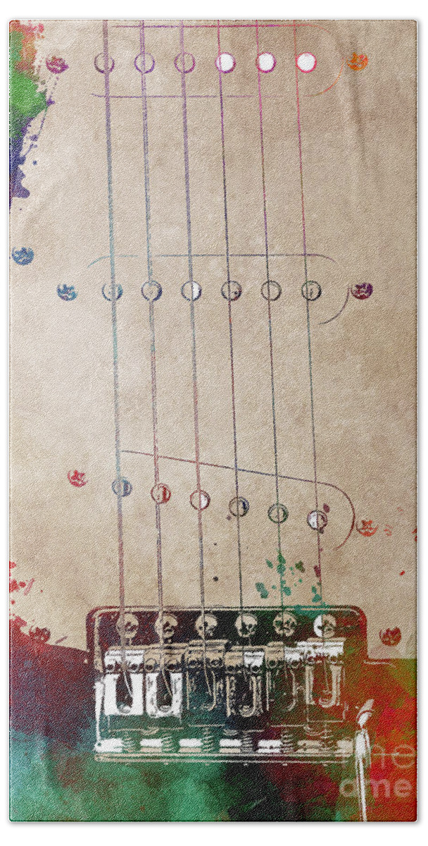 Guitar Beach Towel featuring the digital art Guitar art 10 #guitar #music by Justyna Jaszke JBJart