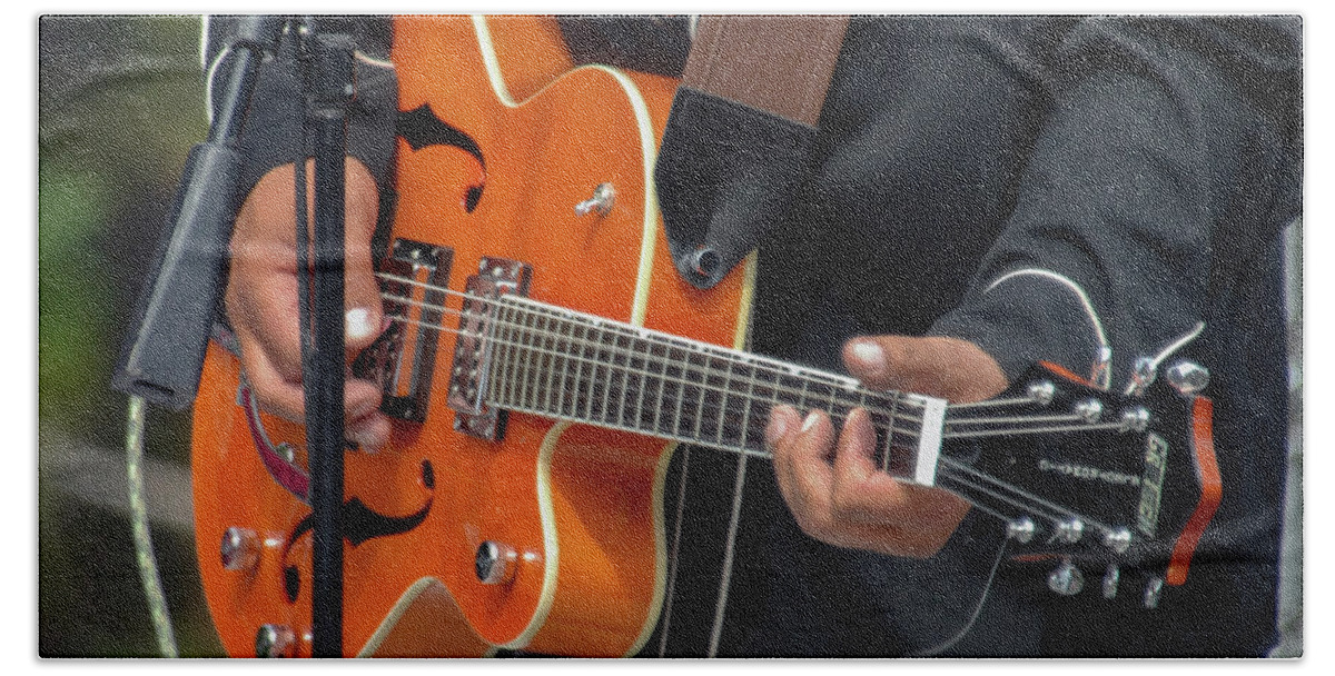 Guitar Beach Towel featuring the photograph Guitar Close Up by Bonnie Colgan