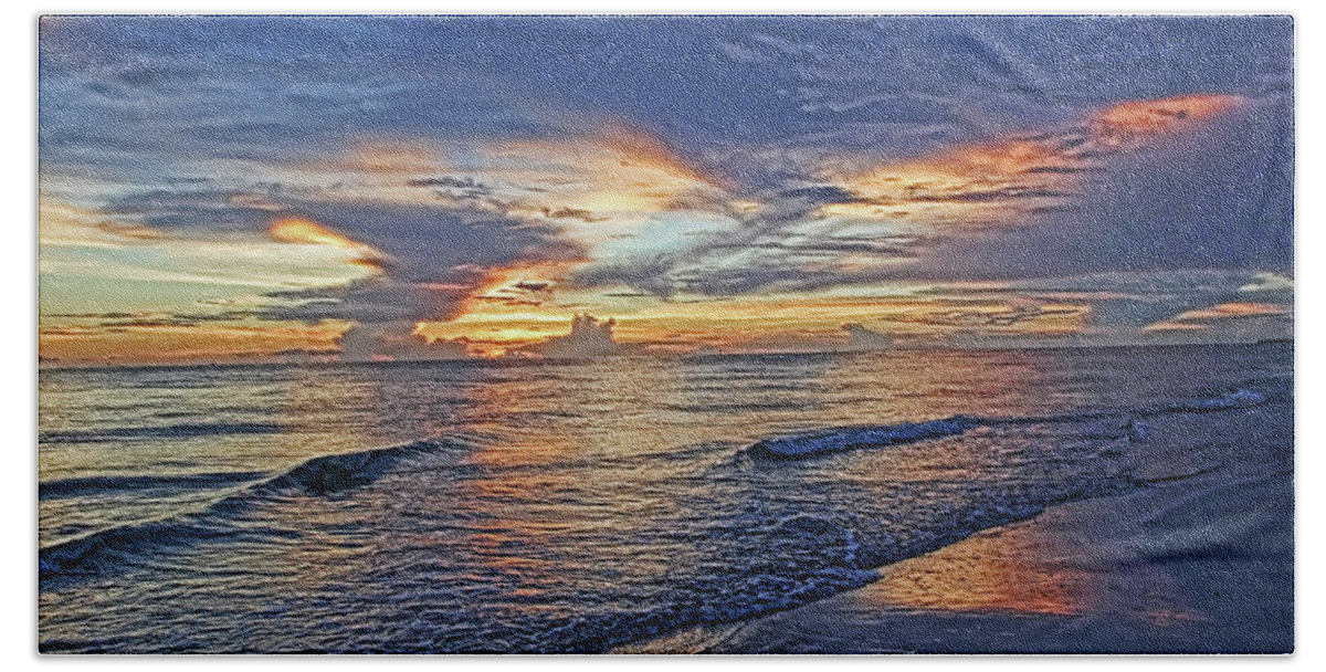 Gulf Beaches Beach Towel featuring the photograph Gulf Beach At Sunset by HH Photography of Florida