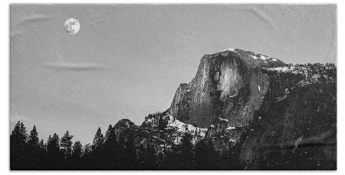 Yosemite Beach Towel featuring the photograph Half Dome in Black and White by Gary Johnson