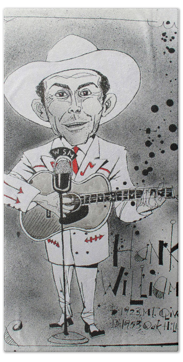  Beach Towel featuring the drawing Hank Williams by Phil Mckenney
