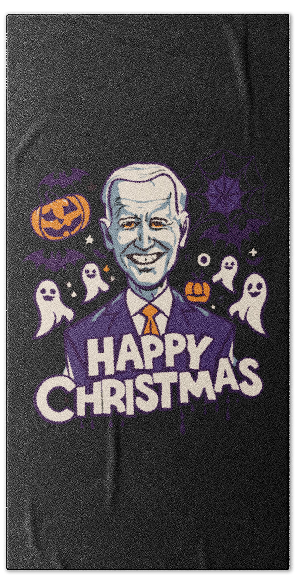Christmas 2023 Beach Towel featuring the digital art Happy Christmas Joe Biden Funny Halloween by Flippin Sweet Gear