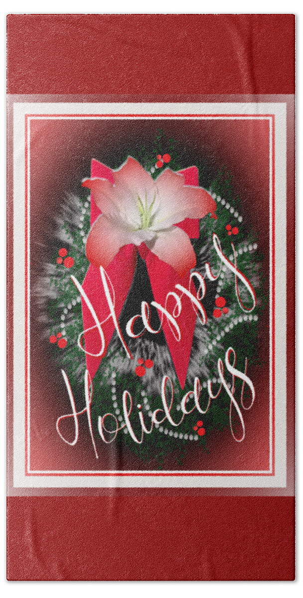Holiday Beach Towel featuring the digital art Happy Holidays Card by Delynn Addams
