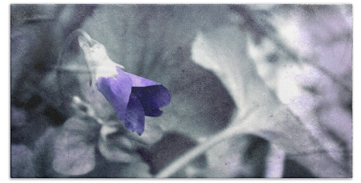 Wild Violet Flower Beach Sheet featuring the mixed media Harbinger by Susan Maxwell Schmidt